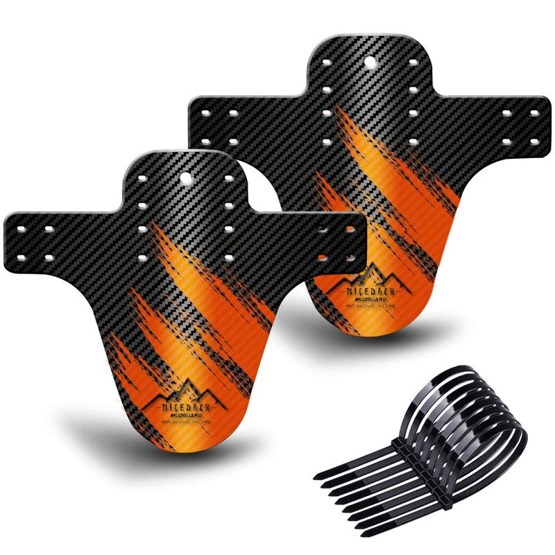NICEDACK Bike Fender, 2PCS Adjustable MTB Mud Guard, Front and Rear Compatible Mudguards, Easy to Install, Fits 26", 27.5", 29" Fat Tire Bikes and All Disc Brake Bicycles (Orange) - Image 1